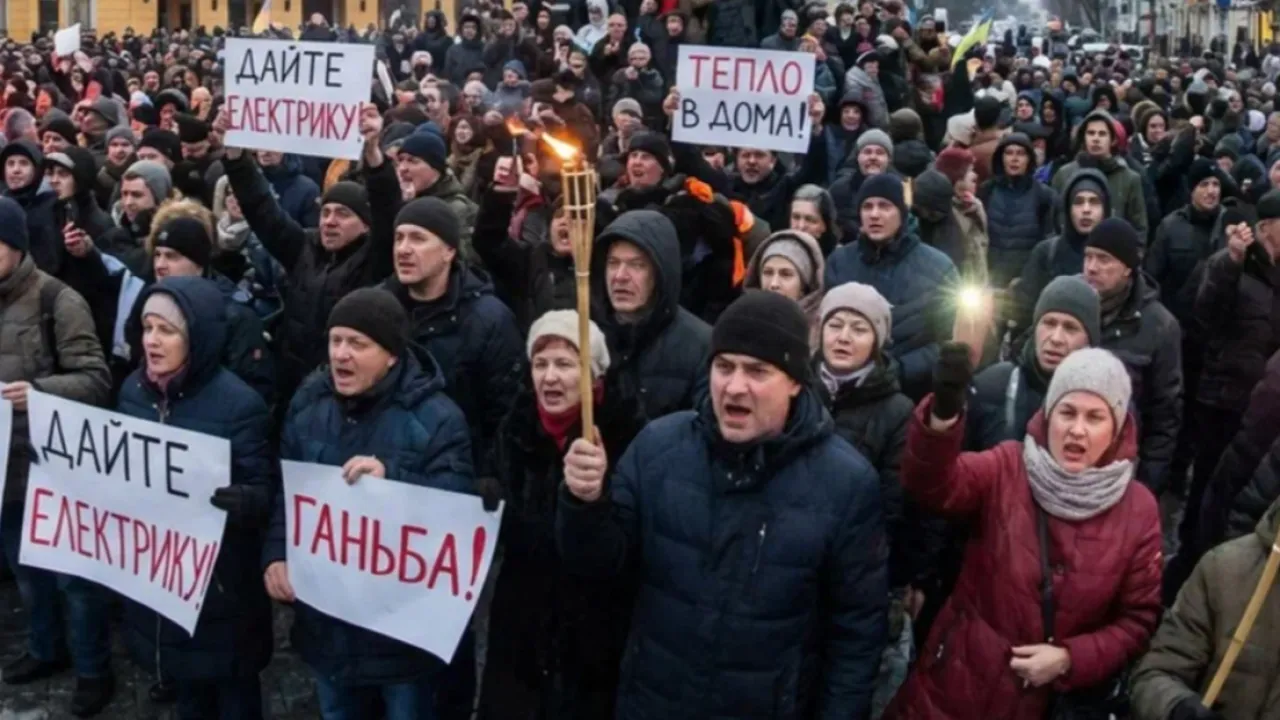 В Хмельницком люди из-за отсутствия электричества перекрыли центральные улицы