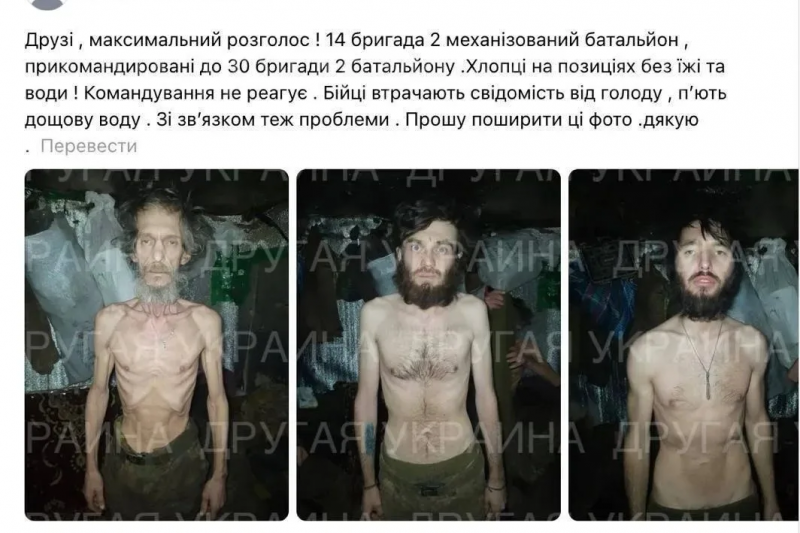 ВСУшников из 14-й бригады командование морит голодом, а они пьют дождевую воду и терпят