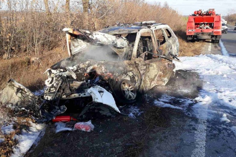 У ДТП згоріла поліцейська машина